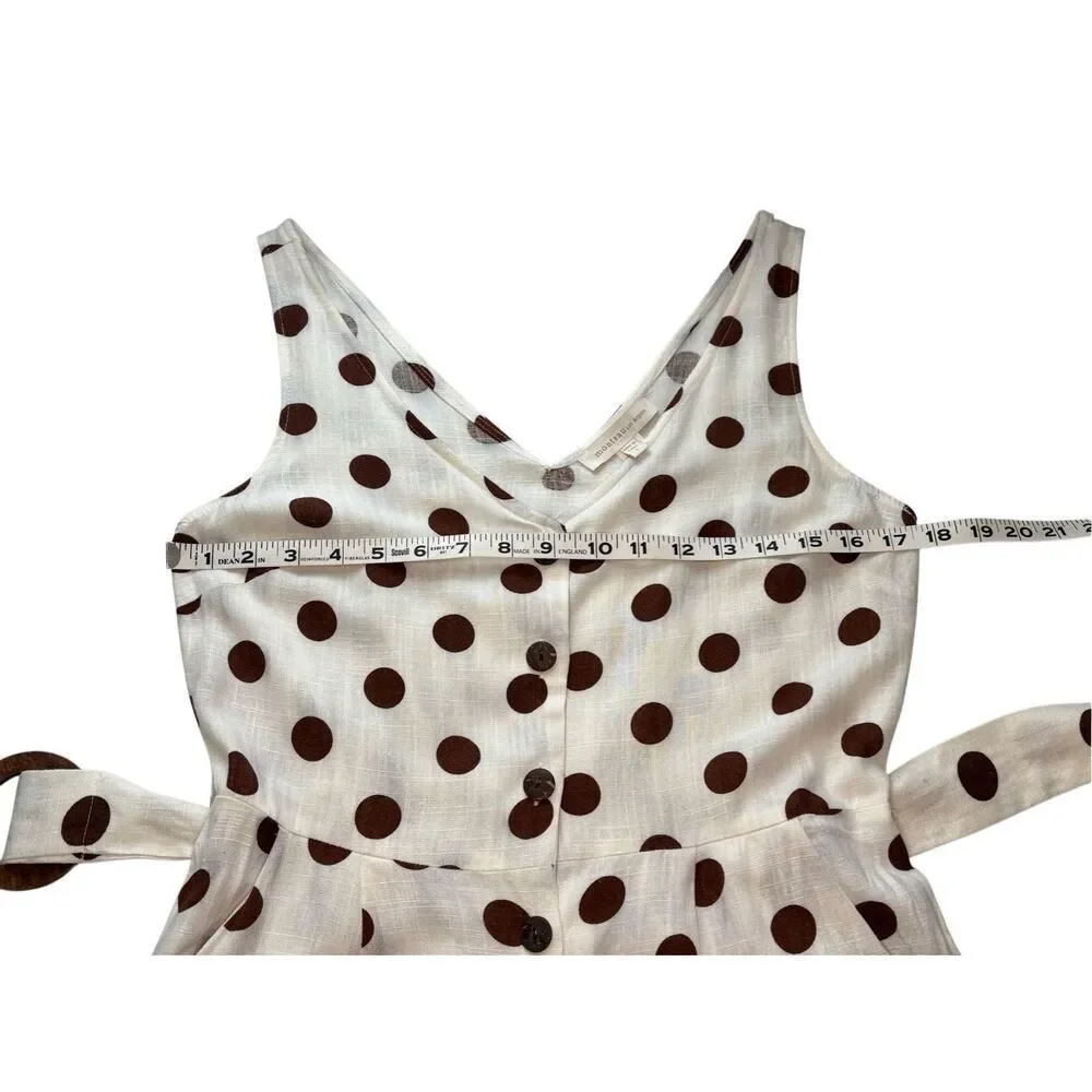 Monteau linen blend polka dot belted jumpsuit- L